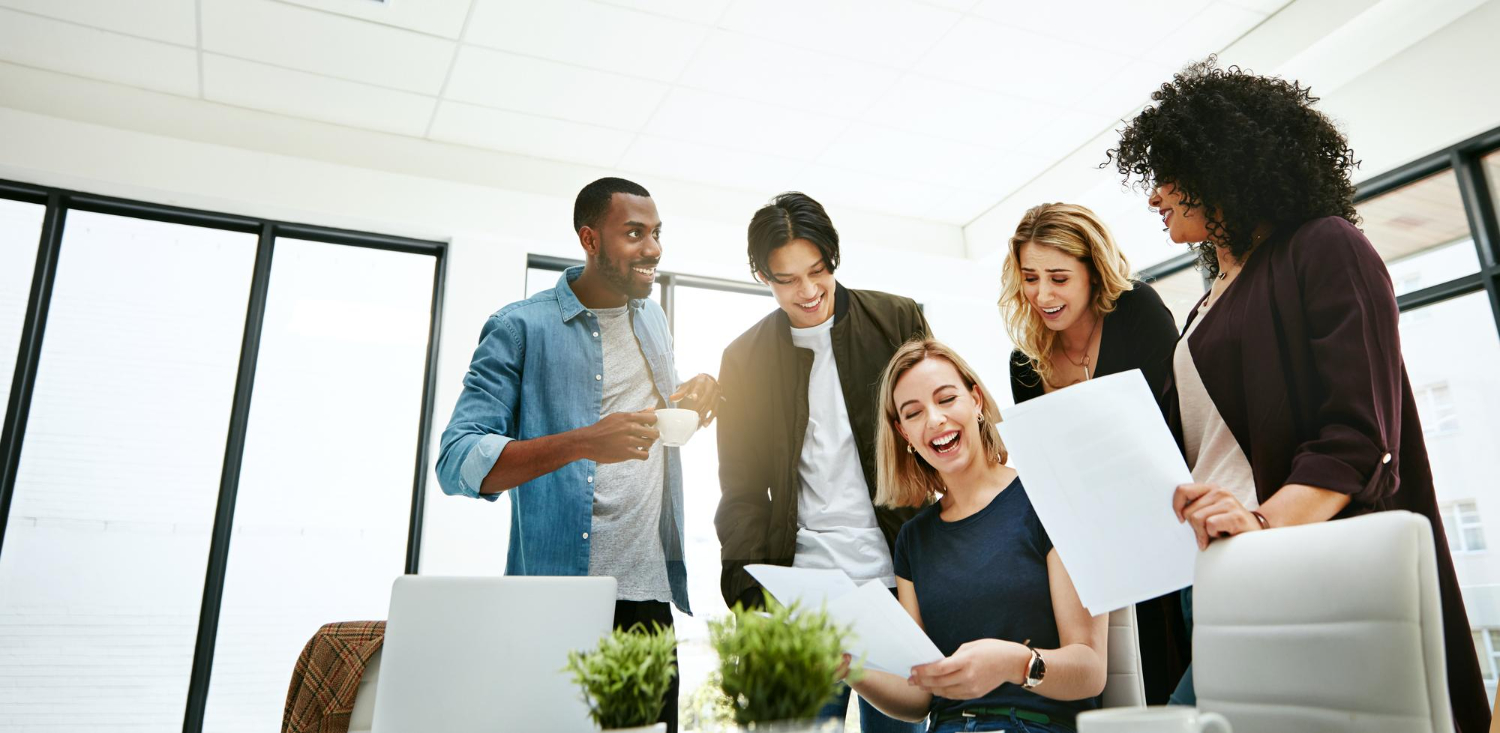 Group of business people excited to work