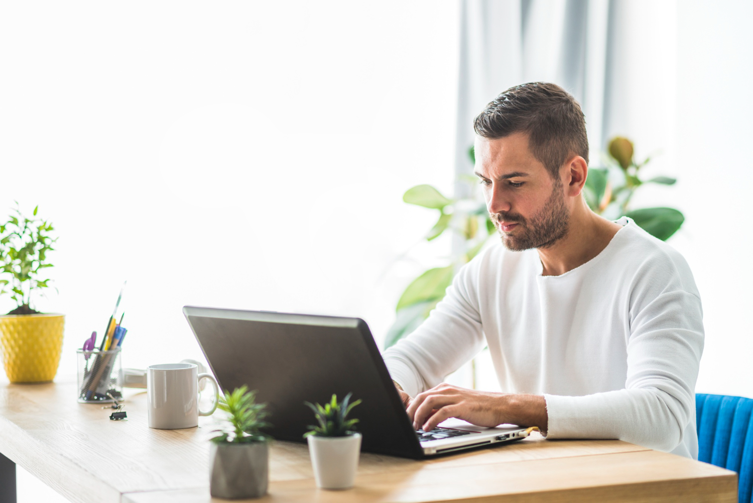 Man on Computer at office