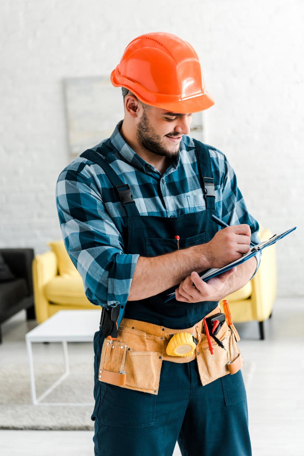 Contractor on clipboard